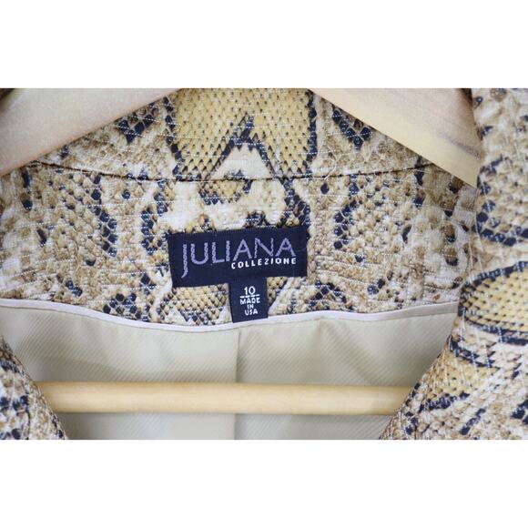 Juliana Collezione Sz 10 Jacket Python Snake Print Zip Front High Collar Lined - Picture 3 of 10